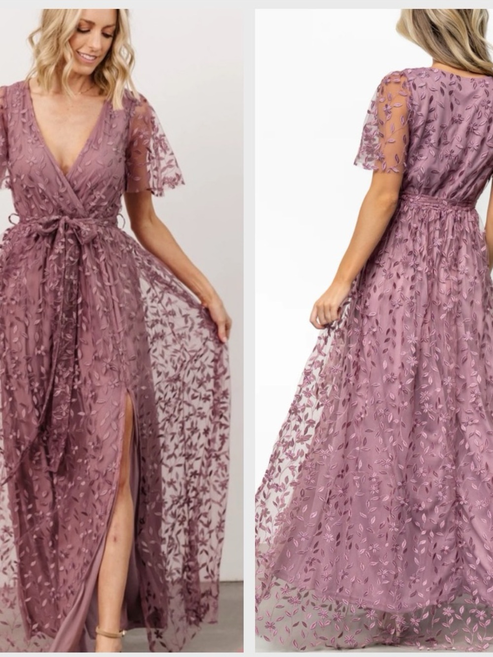 Baltic Born Marseille Embossed Maxi Dress in Lavender Pink new with tags